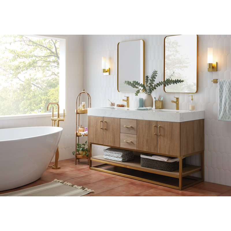 Wade Logan® Annice 60'' Double Bathroom Vanity with Stone Top & Reviews